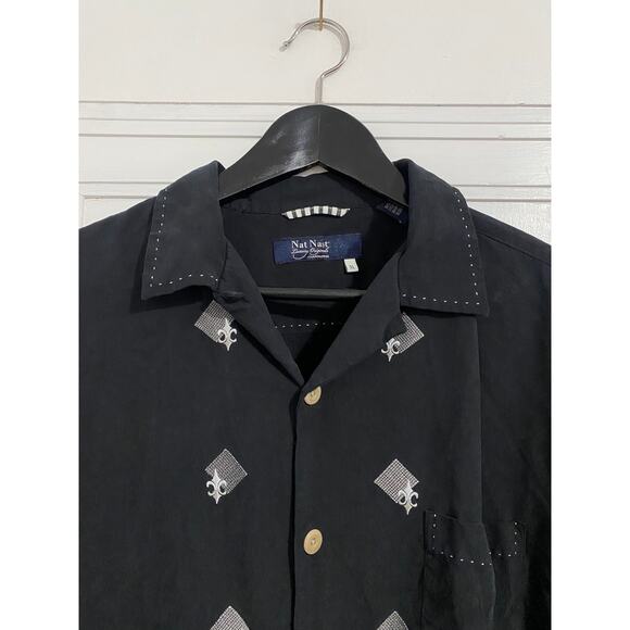 Nat Nast 100% Silk Button-Up Shirt Men's Size XL - Picture 2 of 5